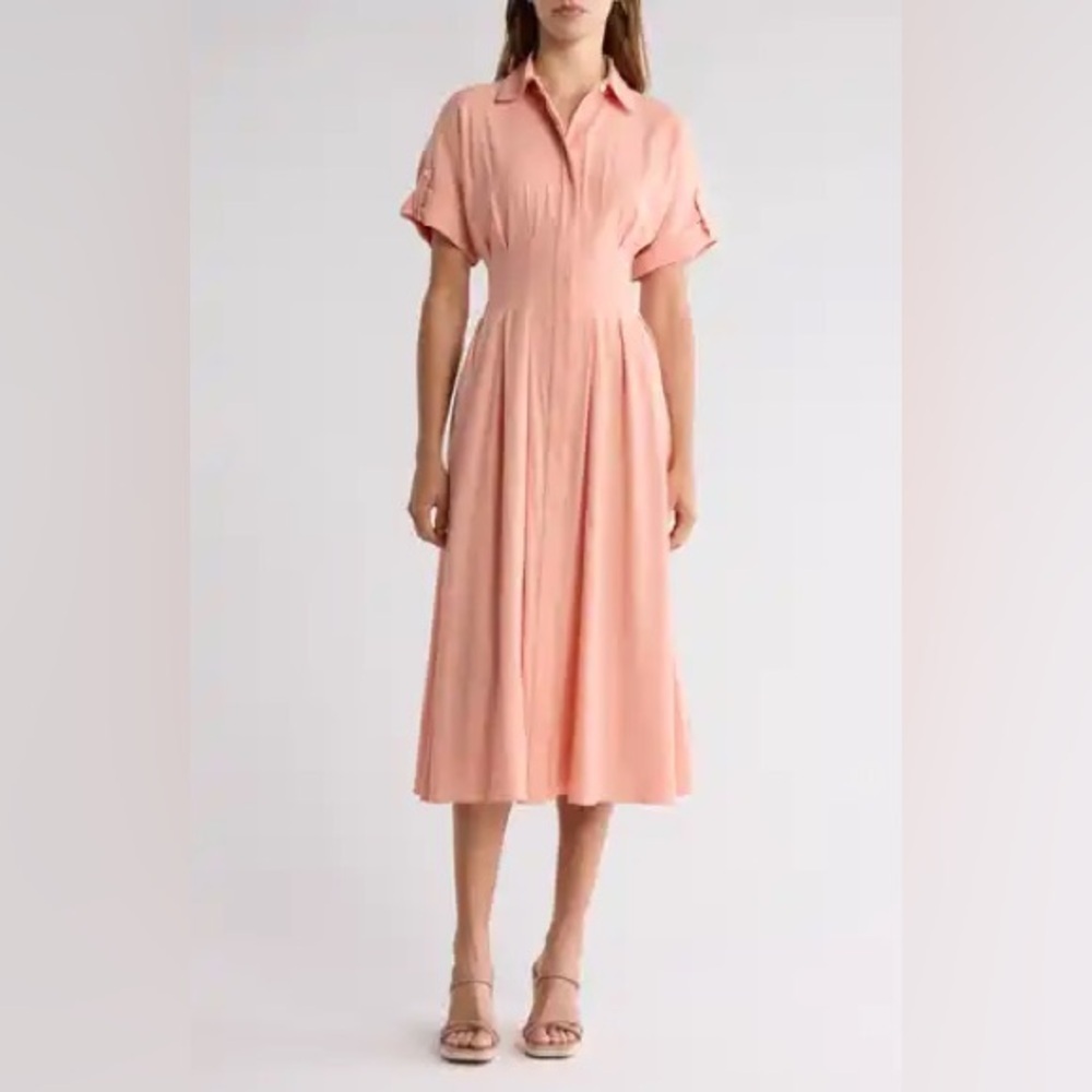 Veronica Beard Adavi Waisted Button-Front Midi Dress size 4